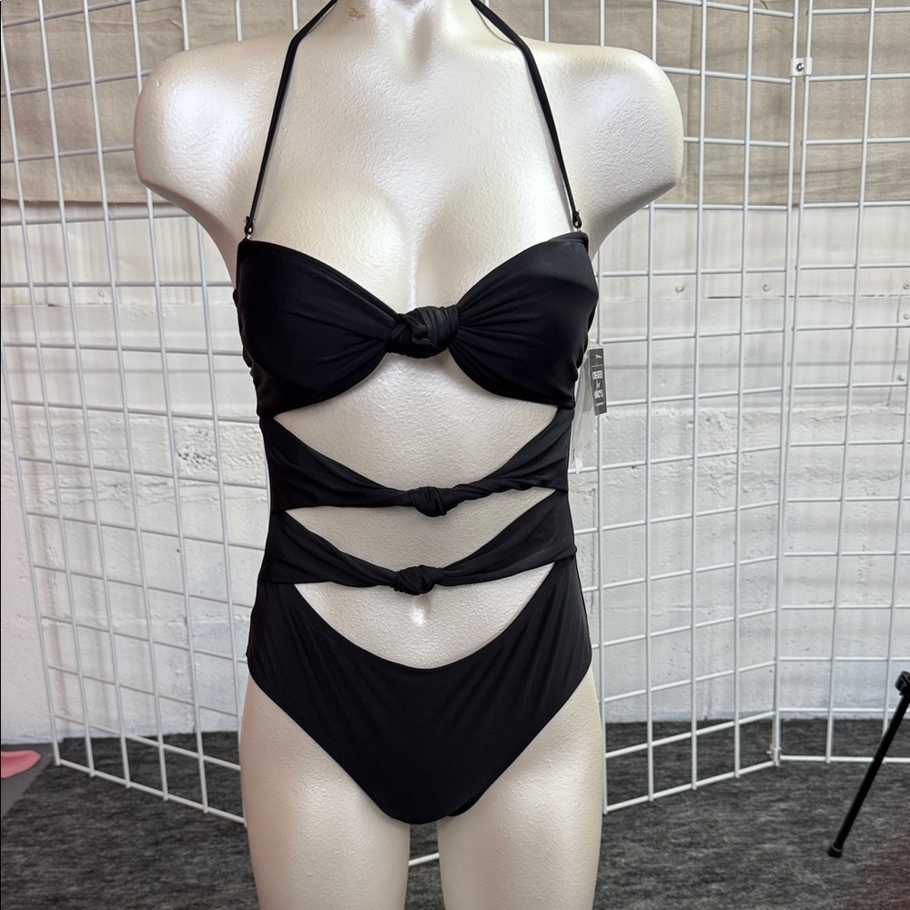 Salt + Cove Black Cutout Swimsuit SZ S